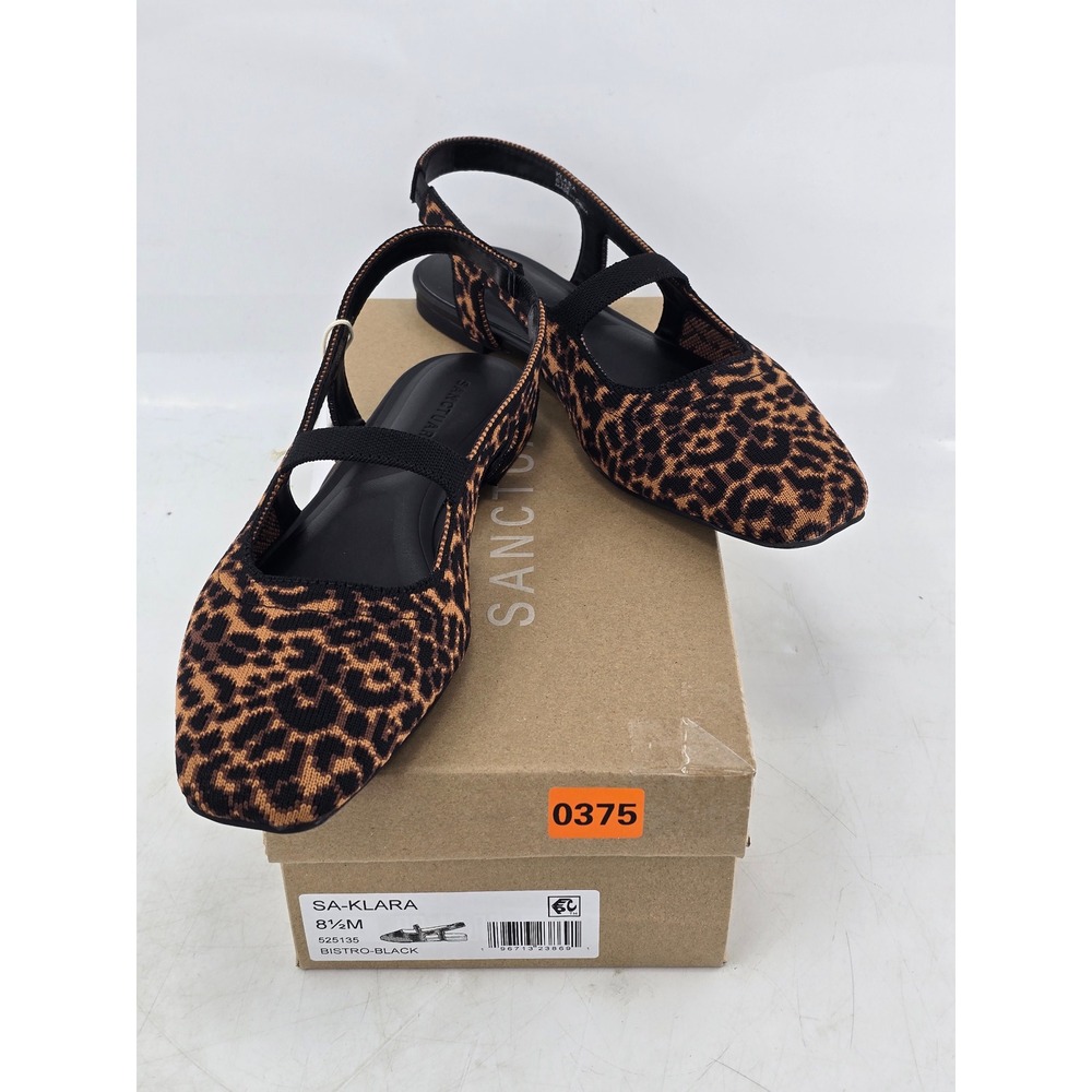 Sanctuary Klara Slingback Flats Womens 8.5 Leopard‎ Print Bistro Black - New